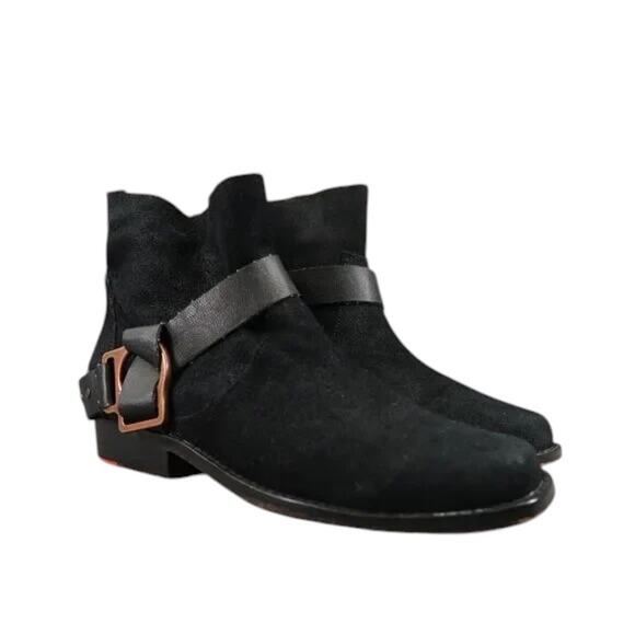 Joes Jeans Shoes Womens 8.5 Bootie Harness Studded Saki Leather Ankle Boot Black - Picture 1 of 16